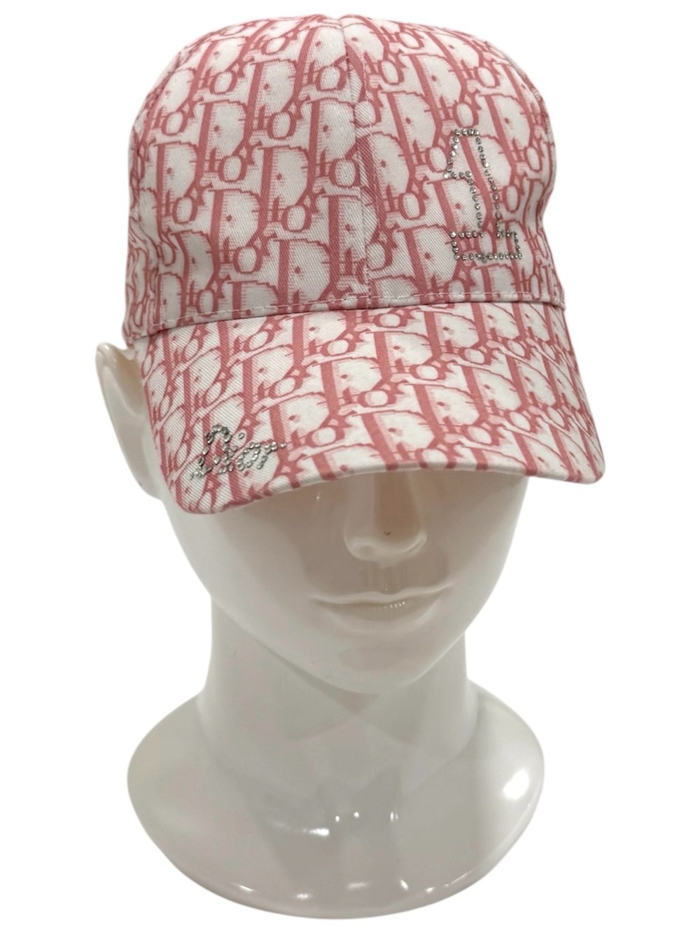 Vintage Y2K Dior Pink Monogram Rare Baseball Cap with Crystal 'D' Accent